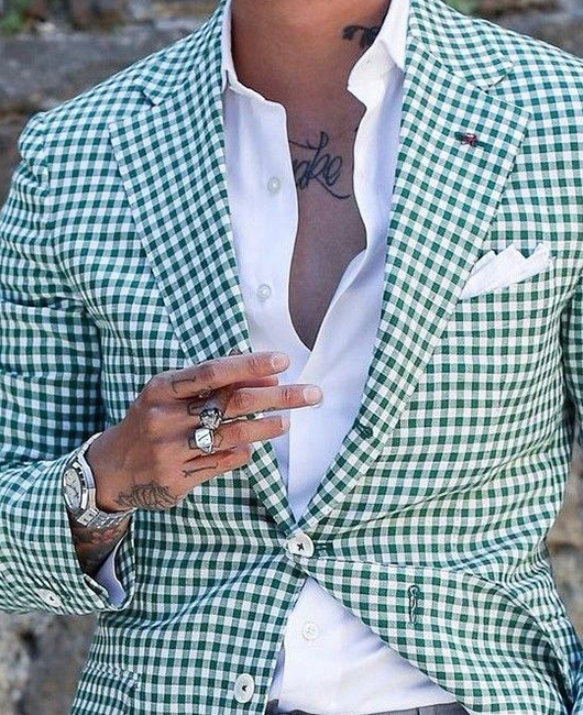 Casual Plaid Notch Lapel Single Breasted Blazer