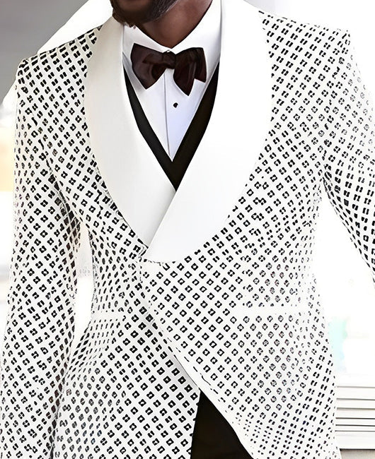 OK Elegant Allover Print Lapel Collar One Button Blazer