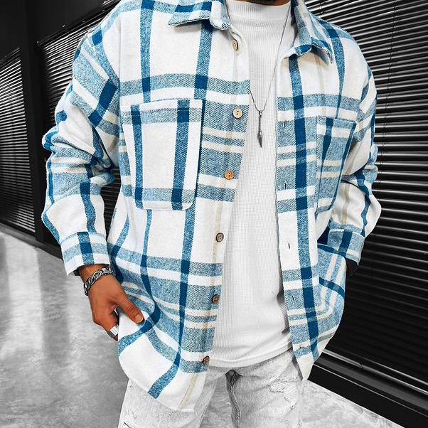 Striped Check Textured Shirt/Jacket